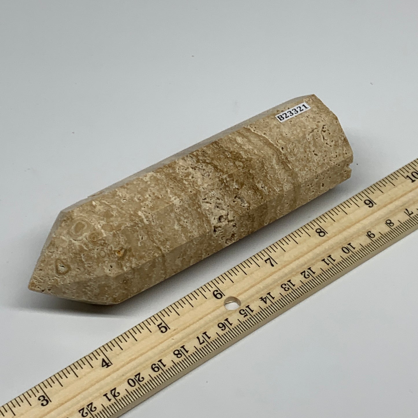 337.3g, 5.3"x1.5" Natural Chocolate Calcite Tower Point Obelisk Crystal, B23321