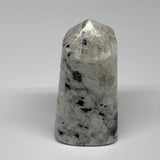 301.4g, 3.5"x1.8"x1.7" Rainbow Moonstone Tower Obelisk Point Crystal, B21607