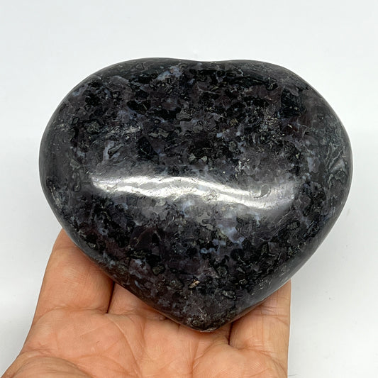 401.5g,3.4"x3.6"x1.3" Indigo Gabro Merlinite Heart Gemstone @Madagascar,B19913