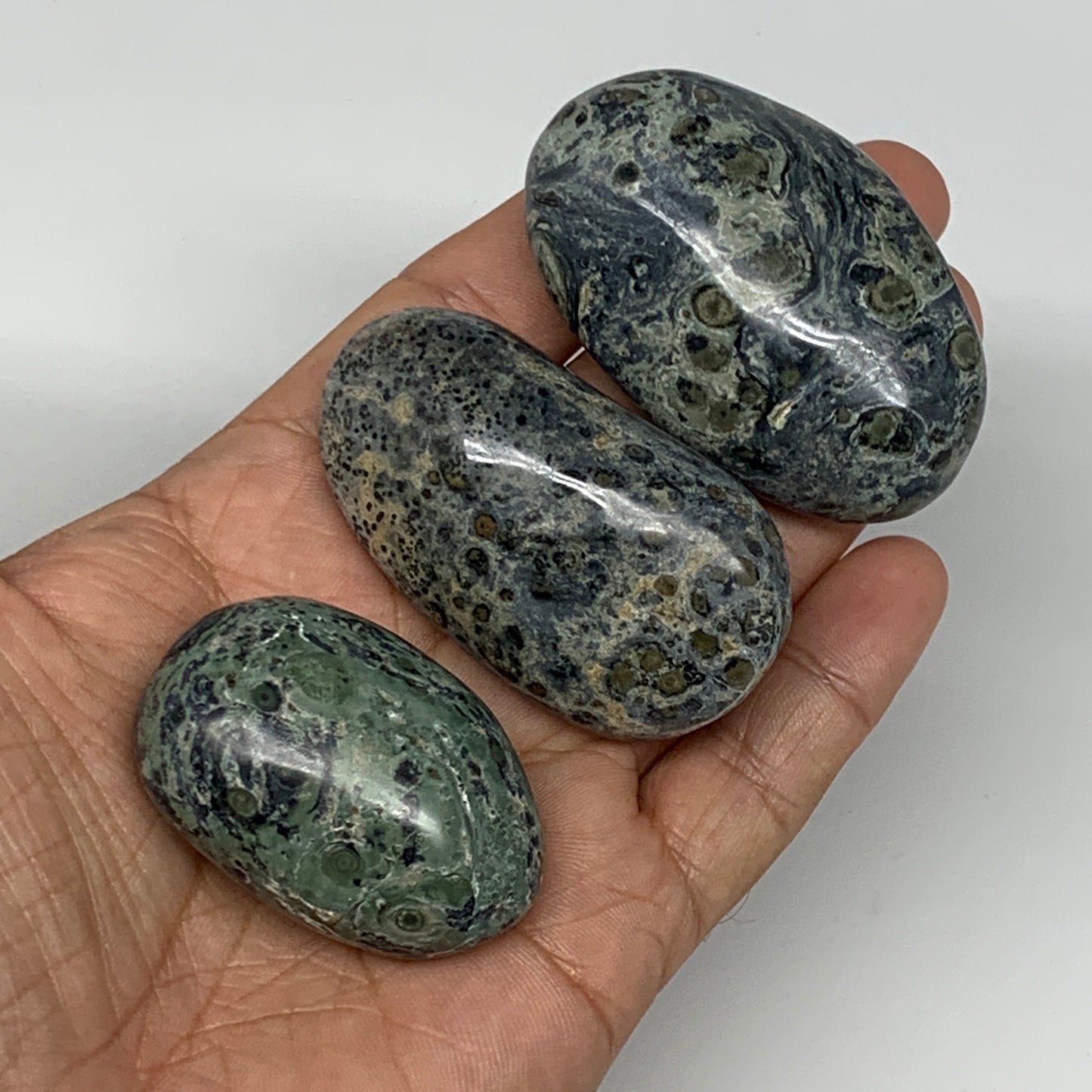 163.2g, 1.7"-2.3", 3pcs, Kambaba Jasper Palm-Stone Reiki @Madagascar,B10416