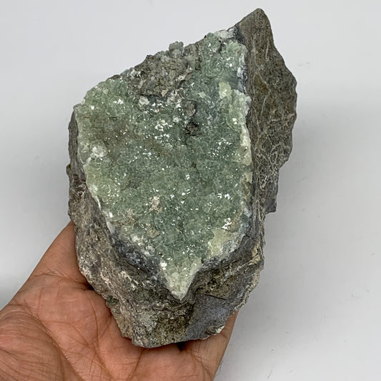 566g,5.2"x3"x2.2",Natural Green Prehnite Custer Mineral Specimen @Morocco, B1127