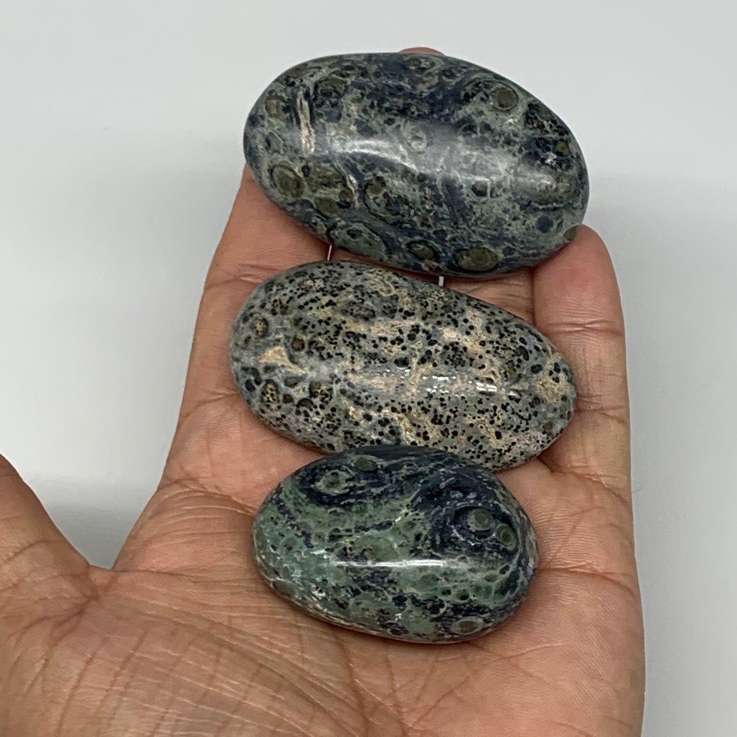 163.2g, 1.7"-2.3", 3pcs, Kambaba Jasper Palm-Stone Reiki @Madagascar,B10416