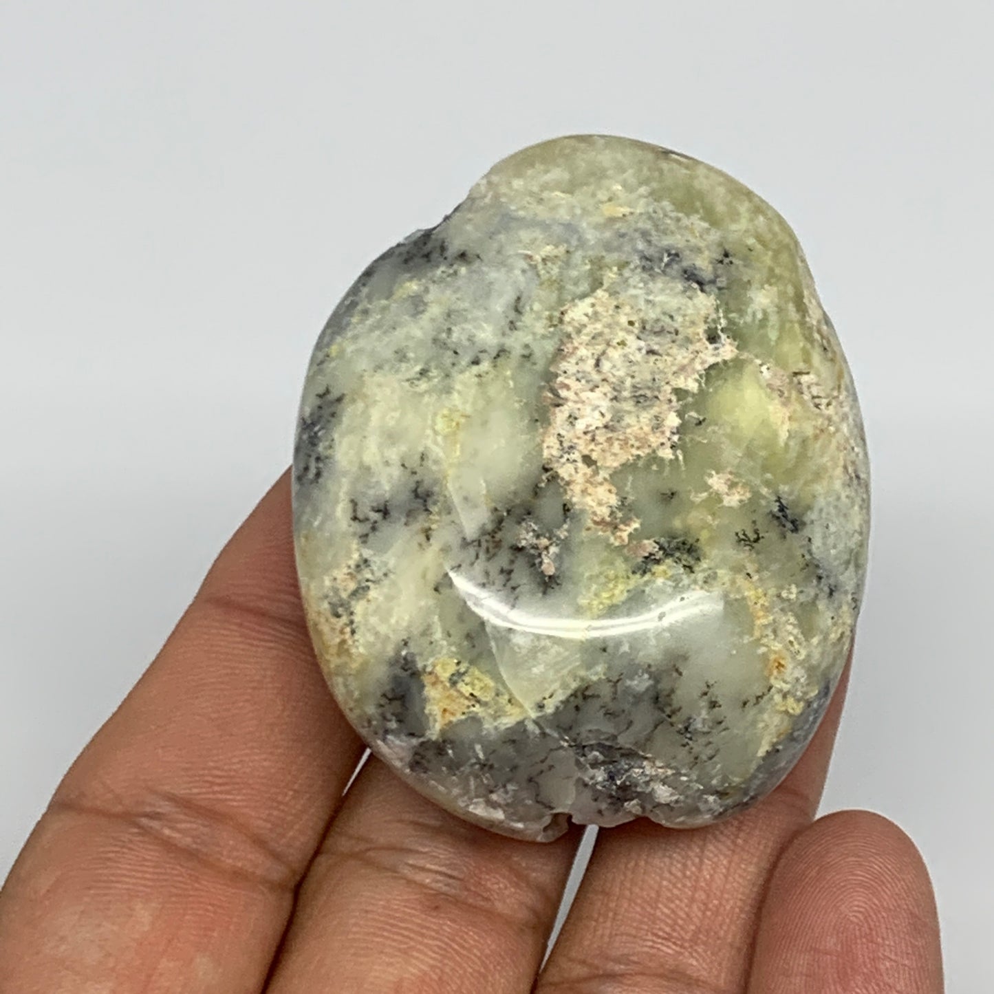 60.5g, 2.1"x1.7"x0.9" Dendrite Fern Agate Palm-Stone Reiki Energy Crystal Reiki,