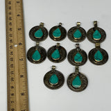 85g, 10pcs, Turkmen Coins Jeweled Synthetic Turquoise Tribal @Afghanistan, B1449