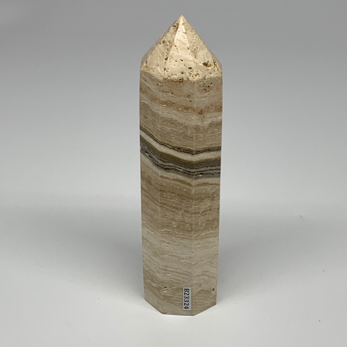 510g, 6.5"x1.6" Natural Chocolate Calcite Tower Point Obelisk Crystal, B23324