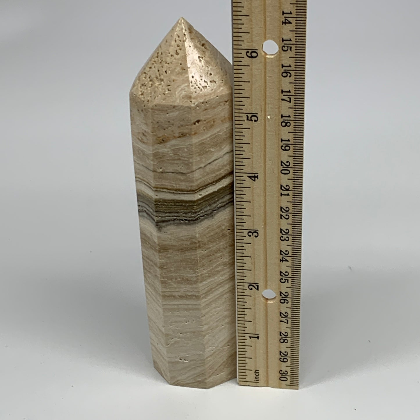 510g, 6.5"x1.6" Natural Chocolate Calcite Tower Point Obelisk Crystal, B23324