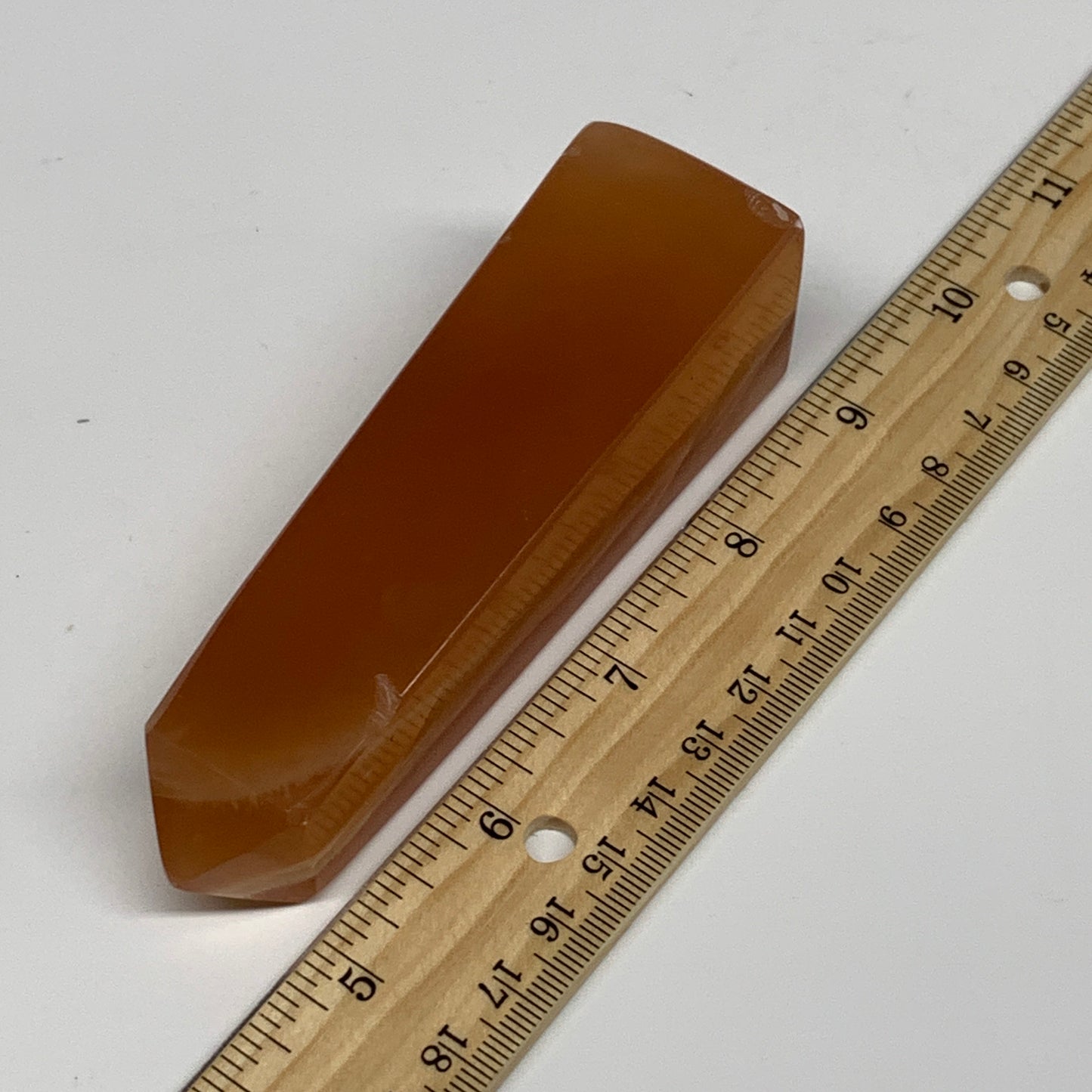 216.3g, 4.4"x1.3", Honey Calcite Point Tower Obelisk Crystal @Pakistan, B26140