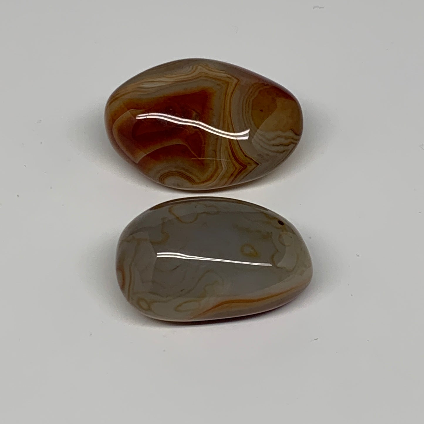 116g, 1.9"-2.1", 2pcs, Sardonyx Palm-Stone Gem Crystal Polished Reiki, B26500