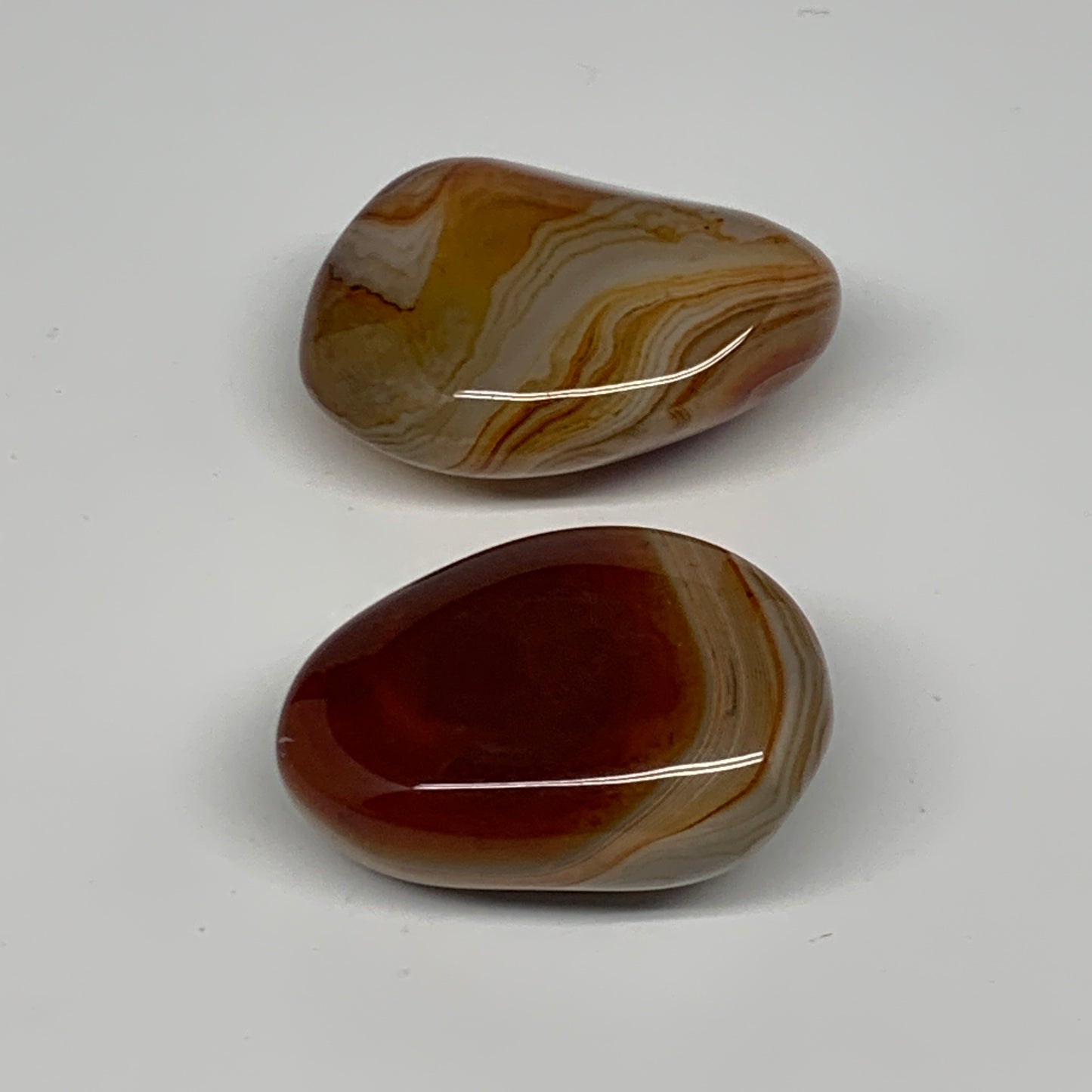 116g, 1.9"-2.1", 2pcs, Sardonyx Palm-Stone Gem Crystal Polished Reiki, B26500