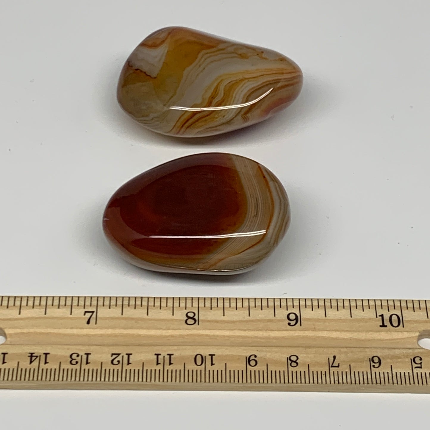 116g, 1.9"-2.1", 2pcs, Sardonyx Palm-Stone Gem Crystal Polished Reiki, B26500