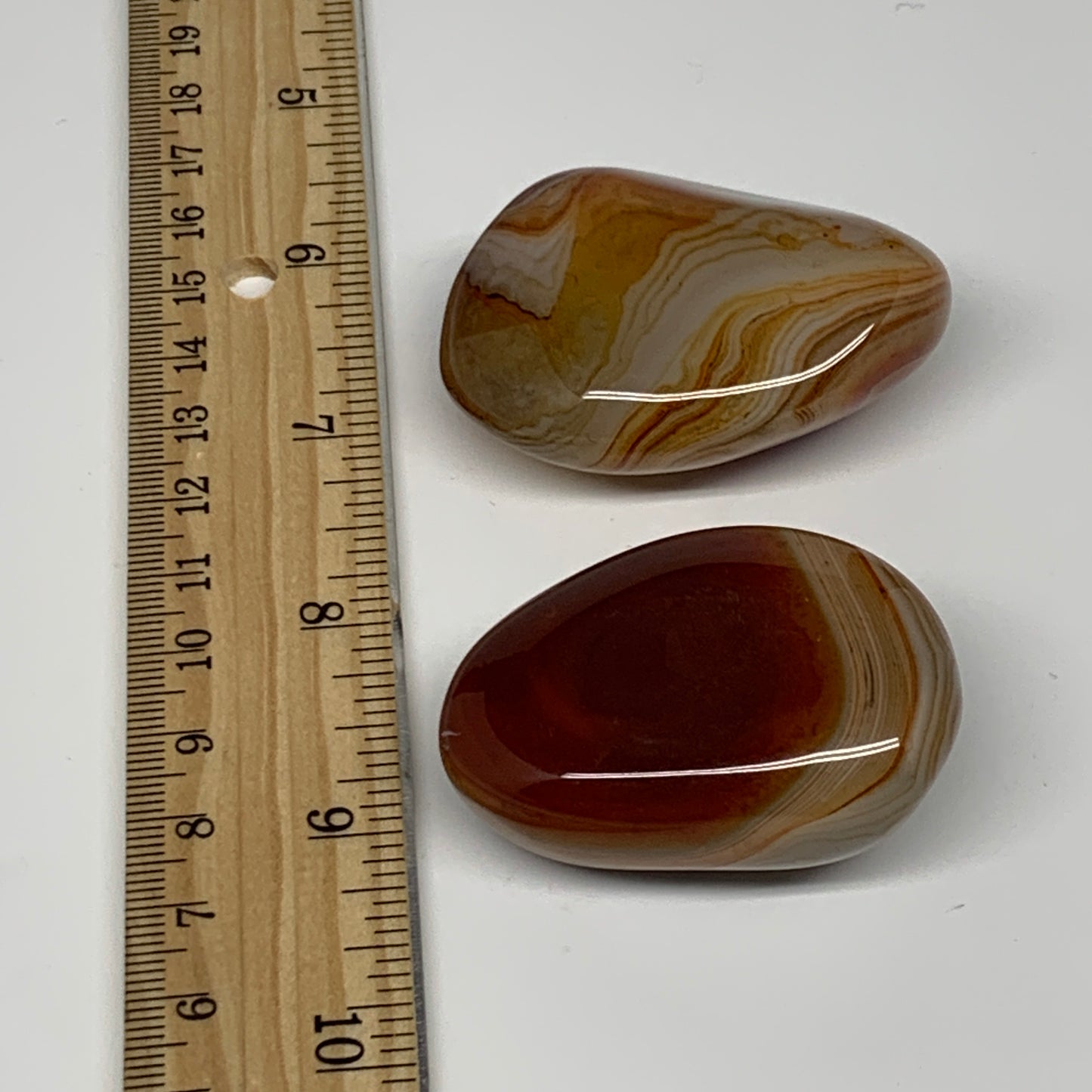 116g, 1.9"-2.1", 2pcs, Sardonyx Palm-Stone Gem Crystal Polished Reiki, B26500
