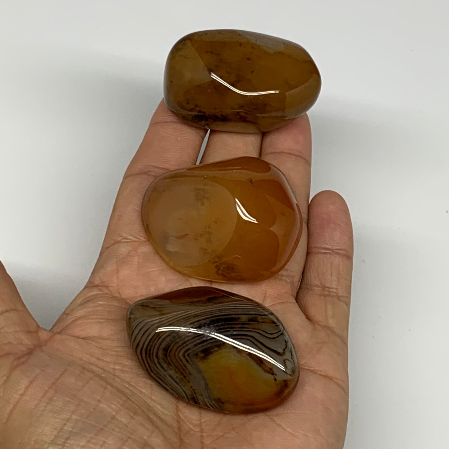 148.6g, 1.8"-2", 3pcs, Sardonyx Palm-Stone Gem Crystal Polished Reiki, B26501