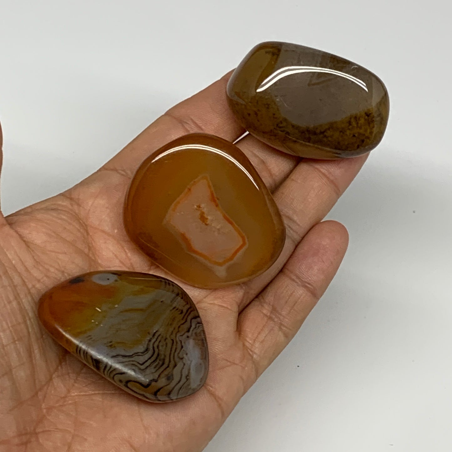 148.6g, 1.8"-2", 3pcs, Sardonyx Palm-Stone Gem Crystal Polished Reiki, B26501