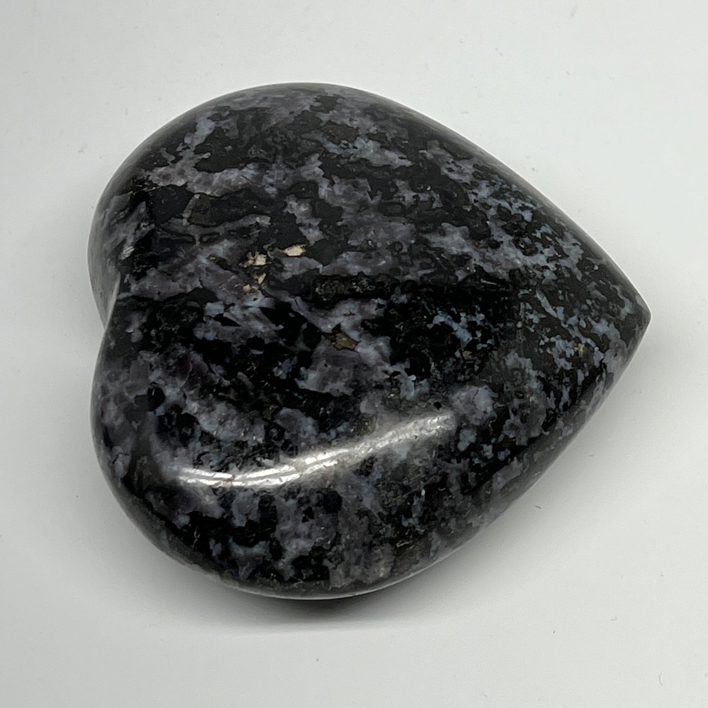 470.2g,3.5"x3.8"x1.4" Indigo Gabro Merlinite Heart Gemstone @Madagascar,B19915