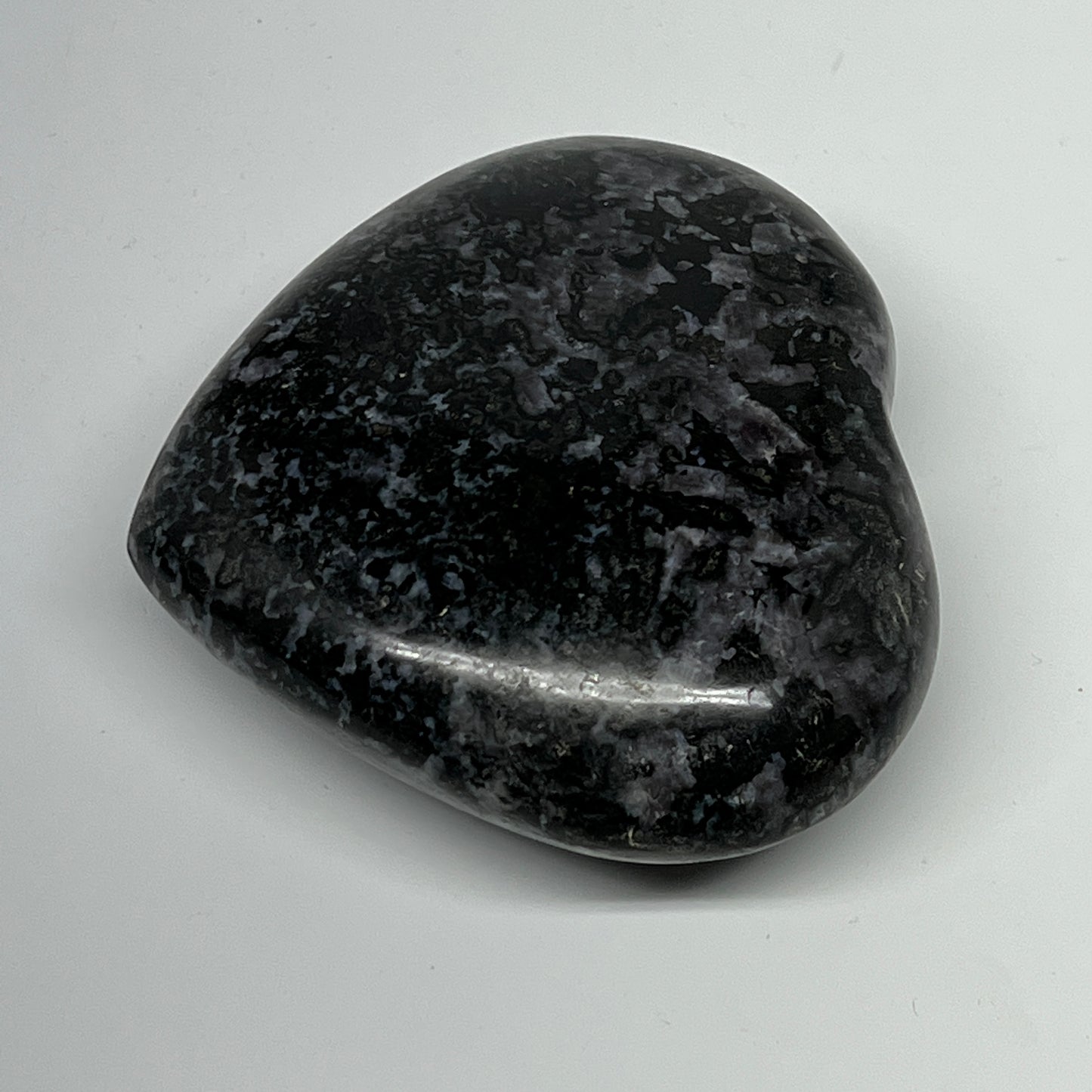 470.2g,3.5"x3.8"x1.4" Indigo Gabro Merlinite Heart Gemstone @Madagascar,B19915
