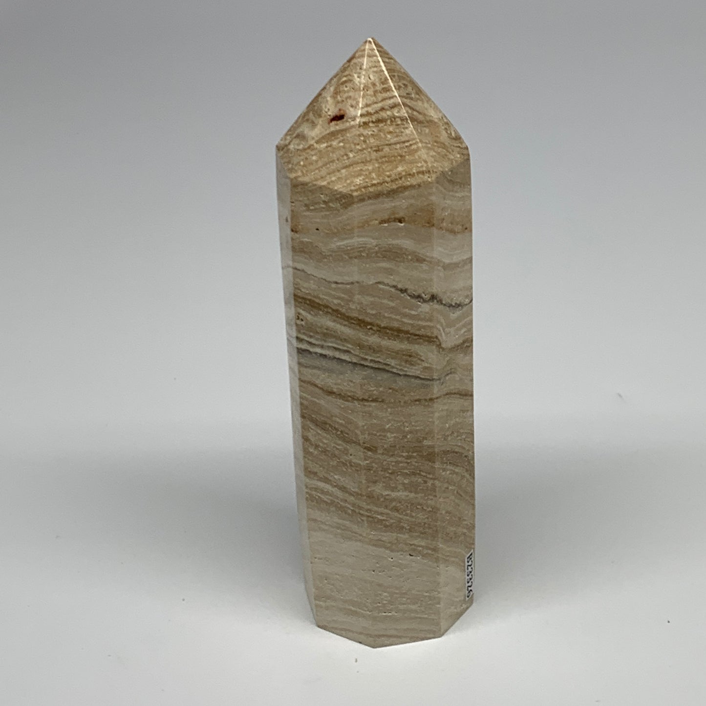 482.2g, 56"x1.7" Natural Chocolate Calcite Tower Point Obelisk Crystal, B23326