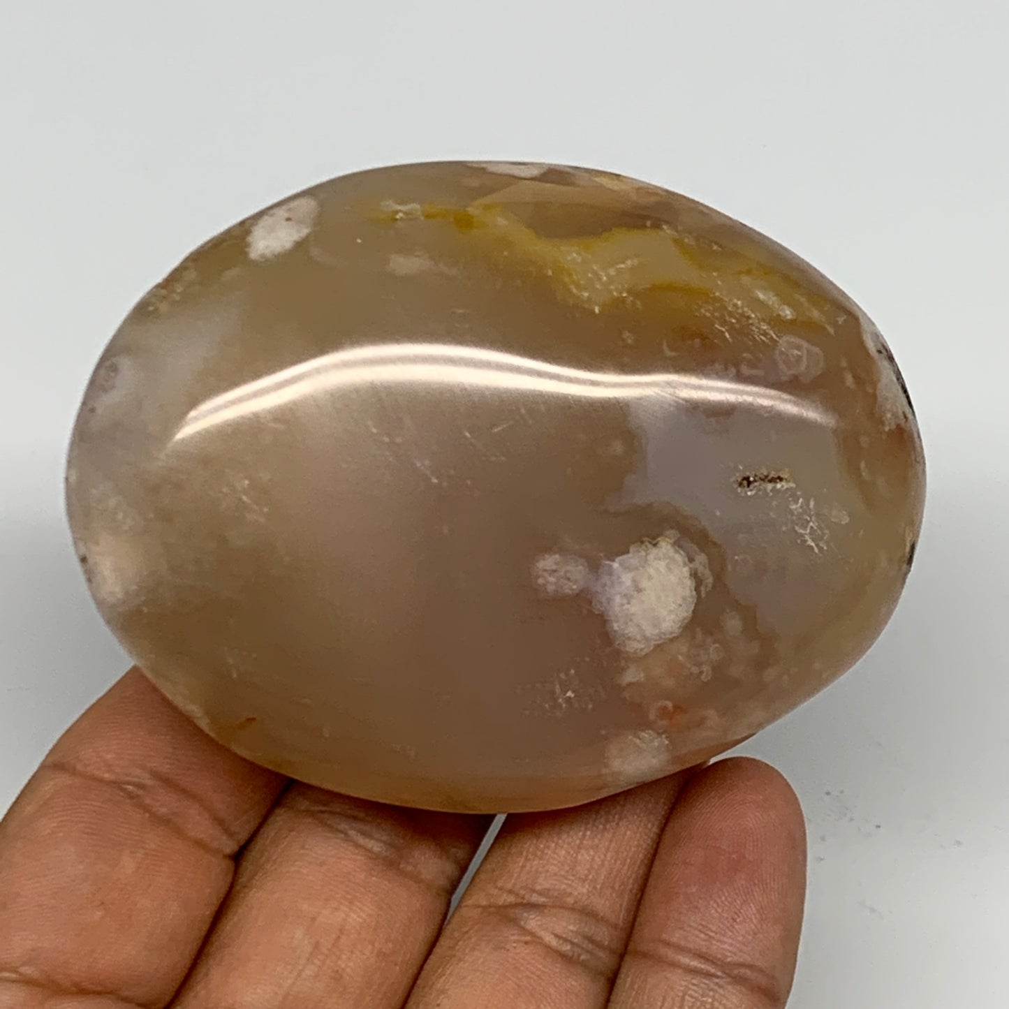 177.3g,3"x2.3"x1.2", Flower Agate Palm-Stone Crystal Reiki @Madagascar,B16146