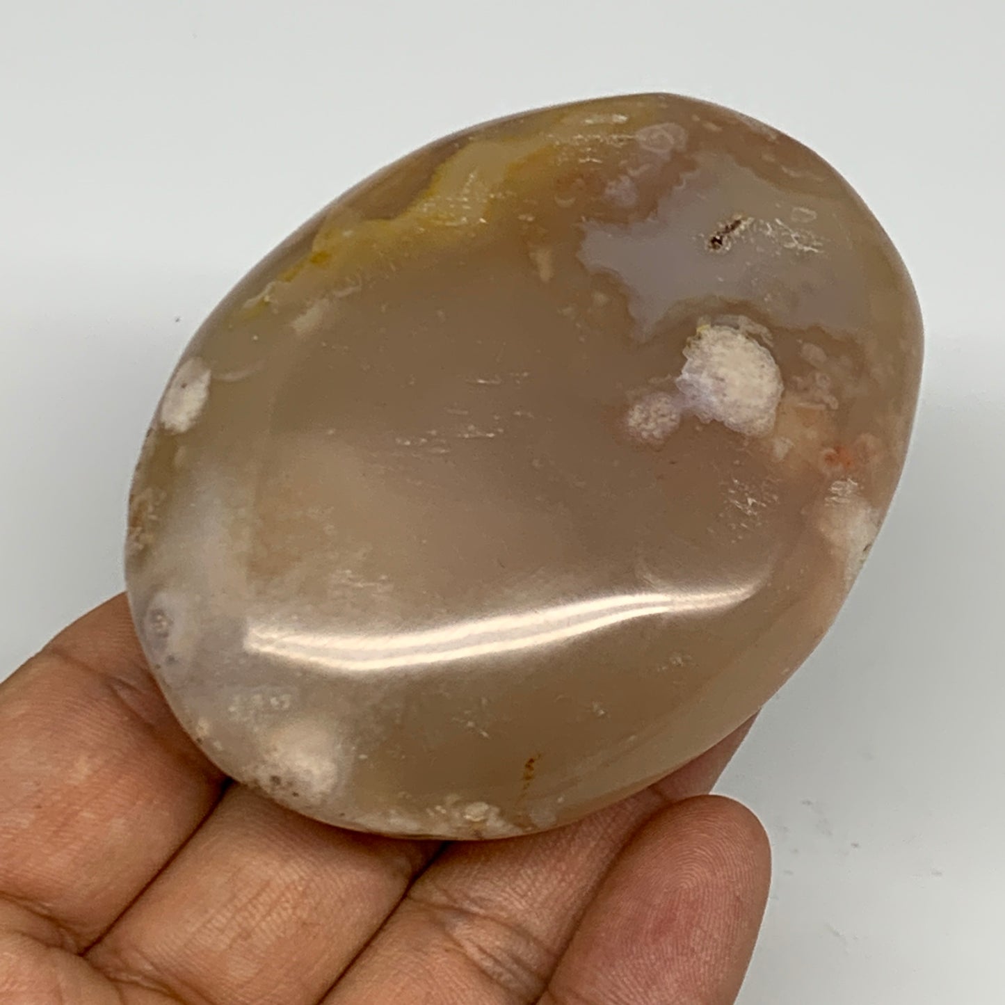 177.3g,3"x2.3"x1.2", Flower Agate Palm-Stone Crystal Reiki @Madagascar,B16146
