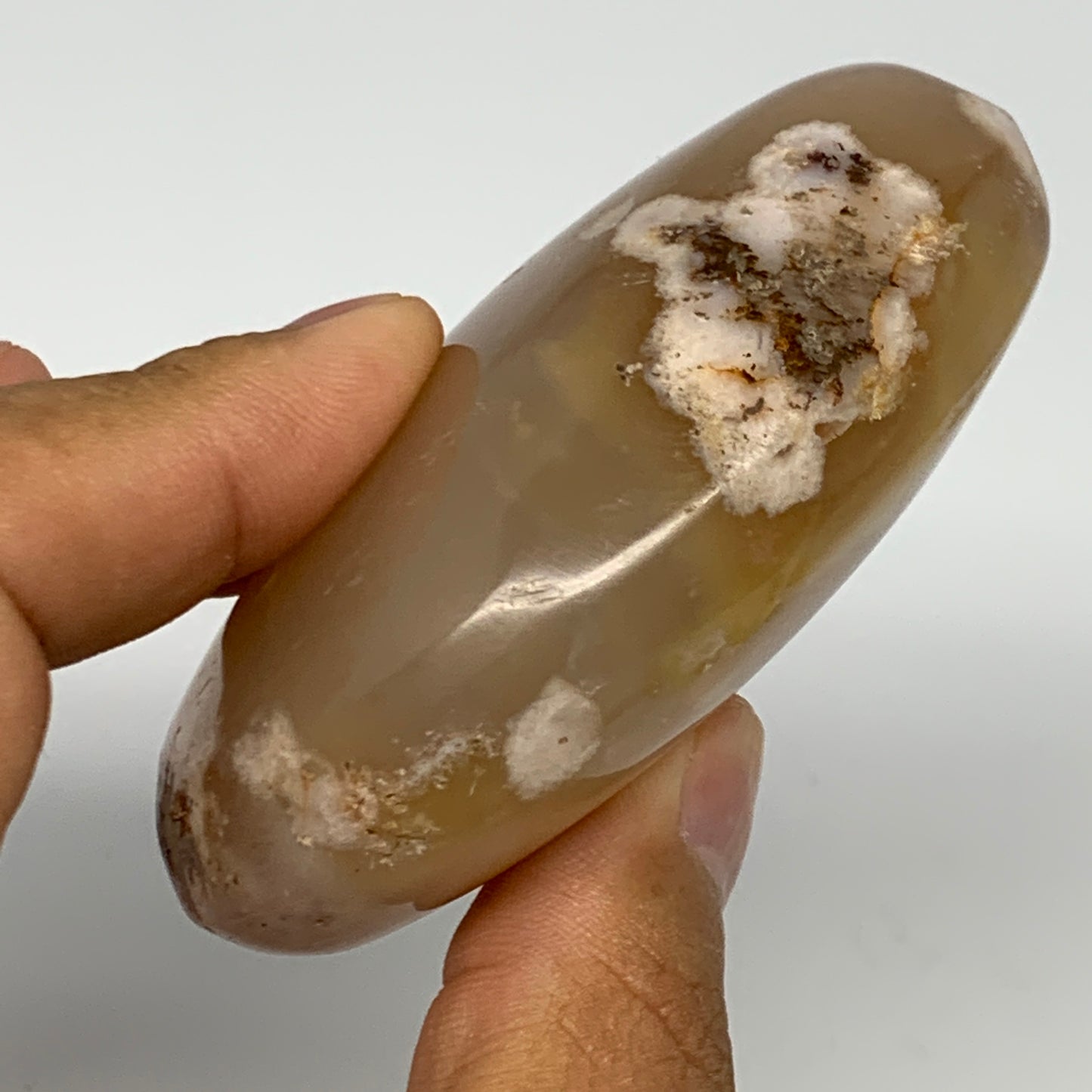 177.3g,3"x2.3"x1.2", Flower Agate Palm-Stone Crystal Reiki @Madagascar,B16146