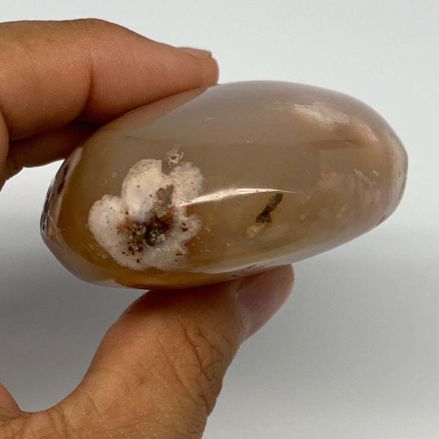 177.3g,3"x2.3"x1.2", Flower Agate Palm-Stone Crystal Reiki @Madagascar,B16146