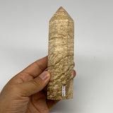 344.5g, 5.4"x1.5" Natural Chocolate Calcite Tower Point Obelisk Crystal, B23328