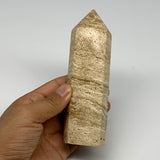 344.5g, 5.4"x1.5" Natural Chocolate Calcite Tower Point Obelisk Crystal, B23328