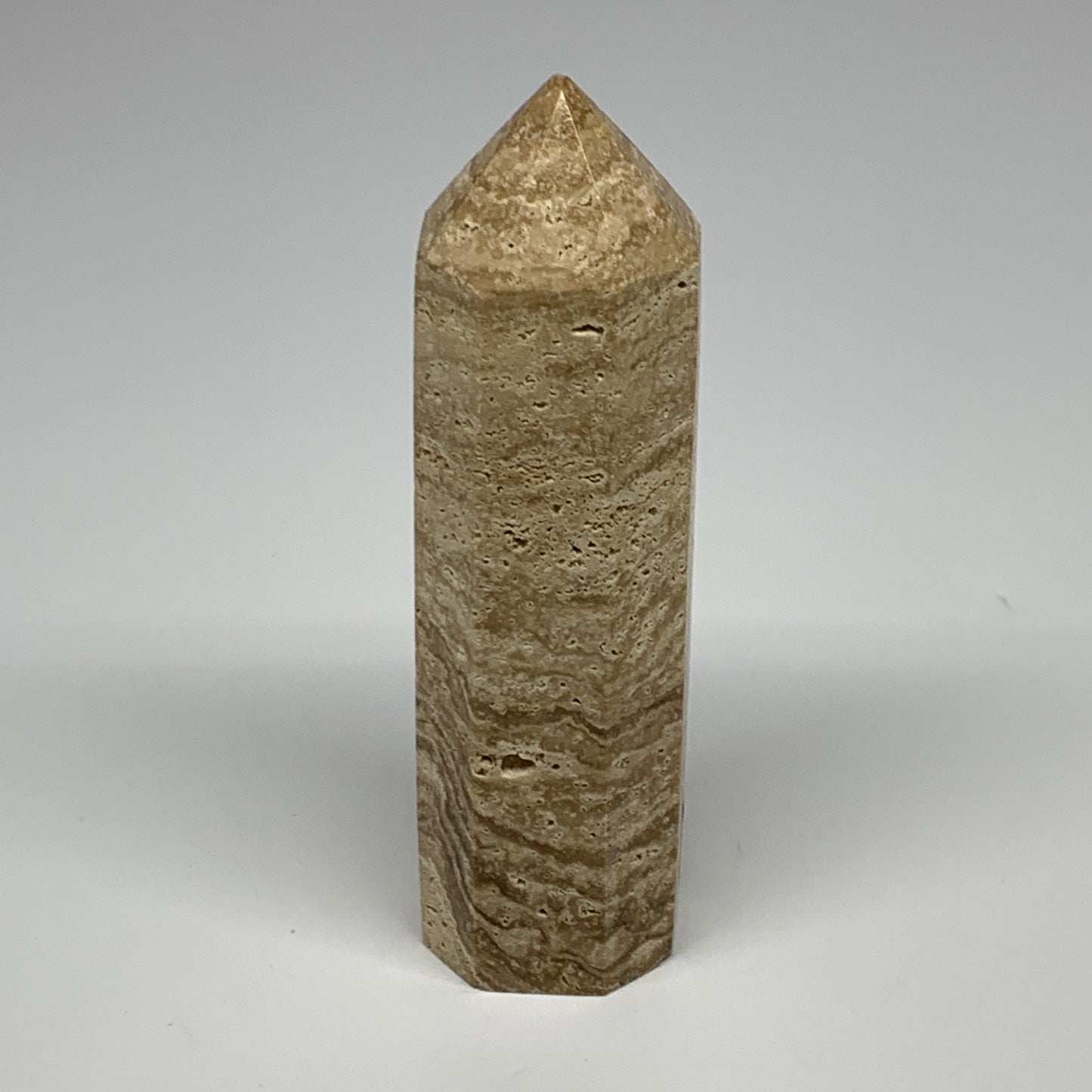 344.5g, 5.4"x1.5" Natural Chocolate Calcite Tower Point Obelisk Crystal, B23328