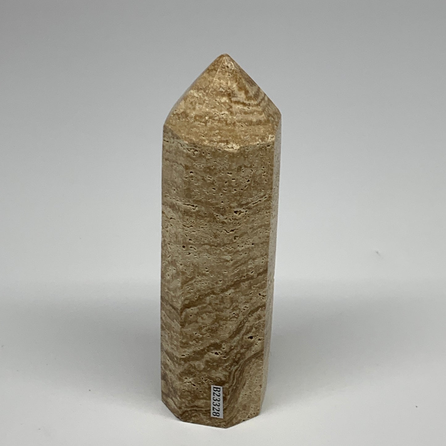 344.5g, 5.4"x1.5" Natural Chocolate Calcite Tower Point Obelisk Crystal, B23328