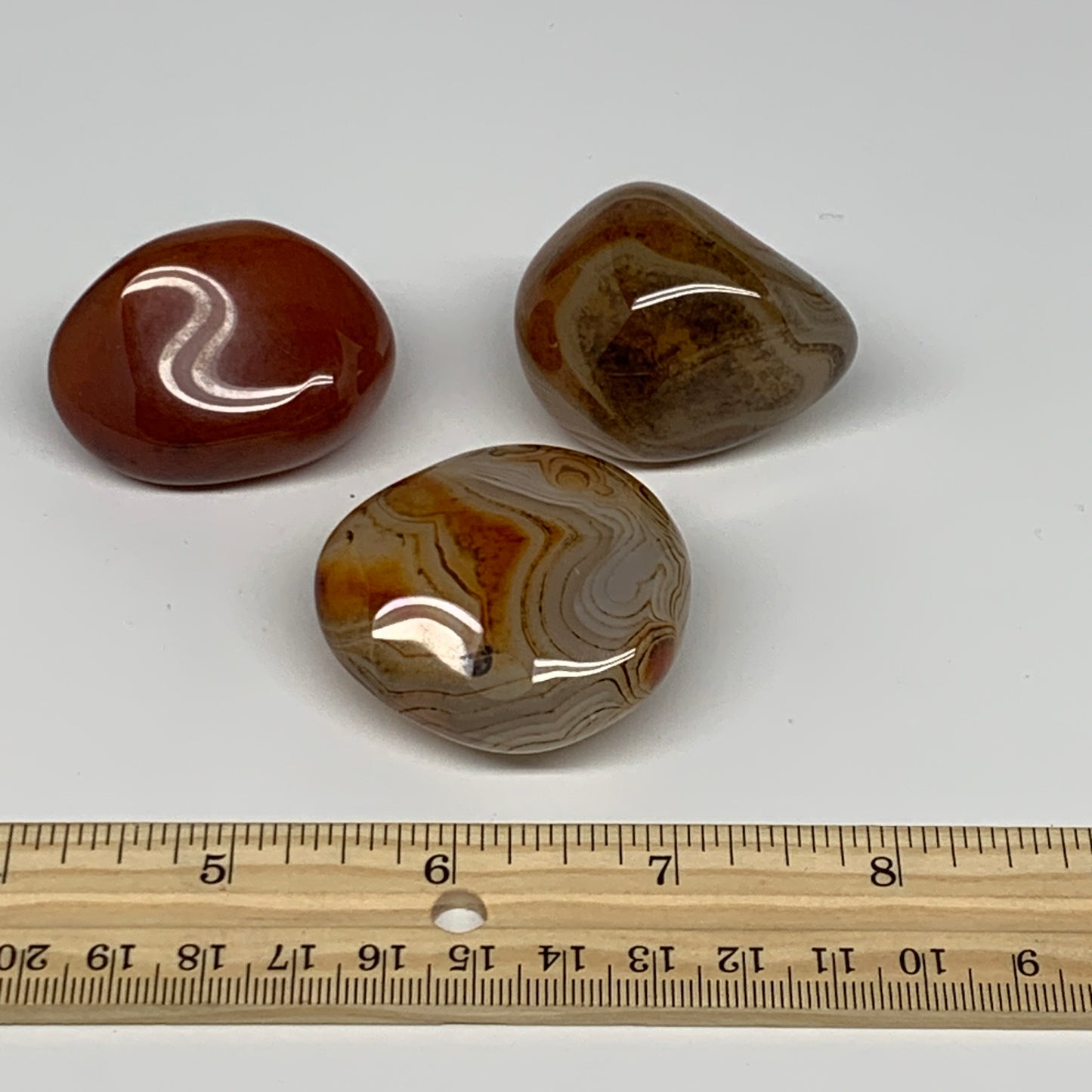 168.8g, 1.7"-1.8", 3pcs, Sardonyx Palm-Stone Gem Crystal Polished Reiki, B26504
