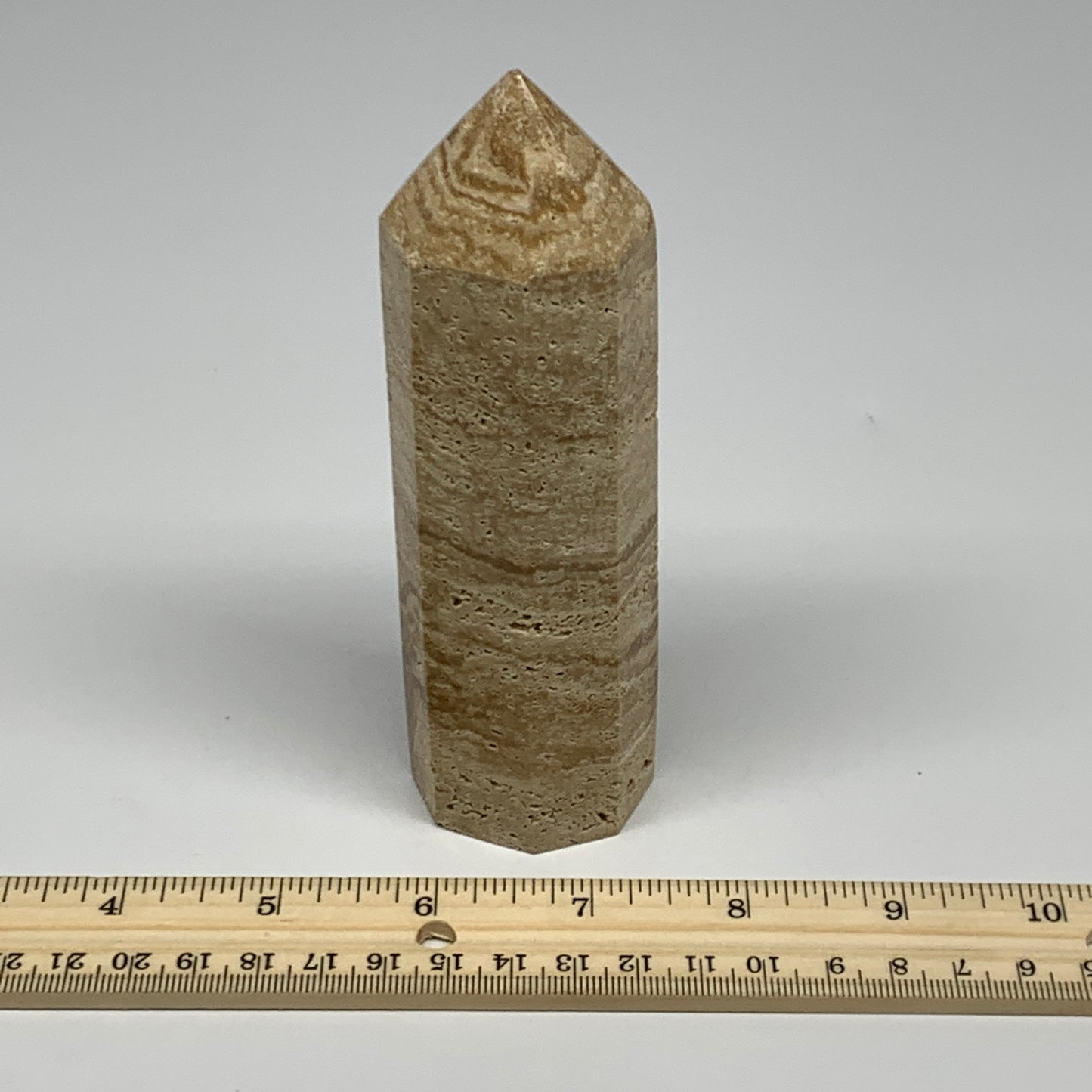 344.5g, 5.4"x1.5" Natural Chocolate Calcite Tower Point Obelisk Crystal, B23328