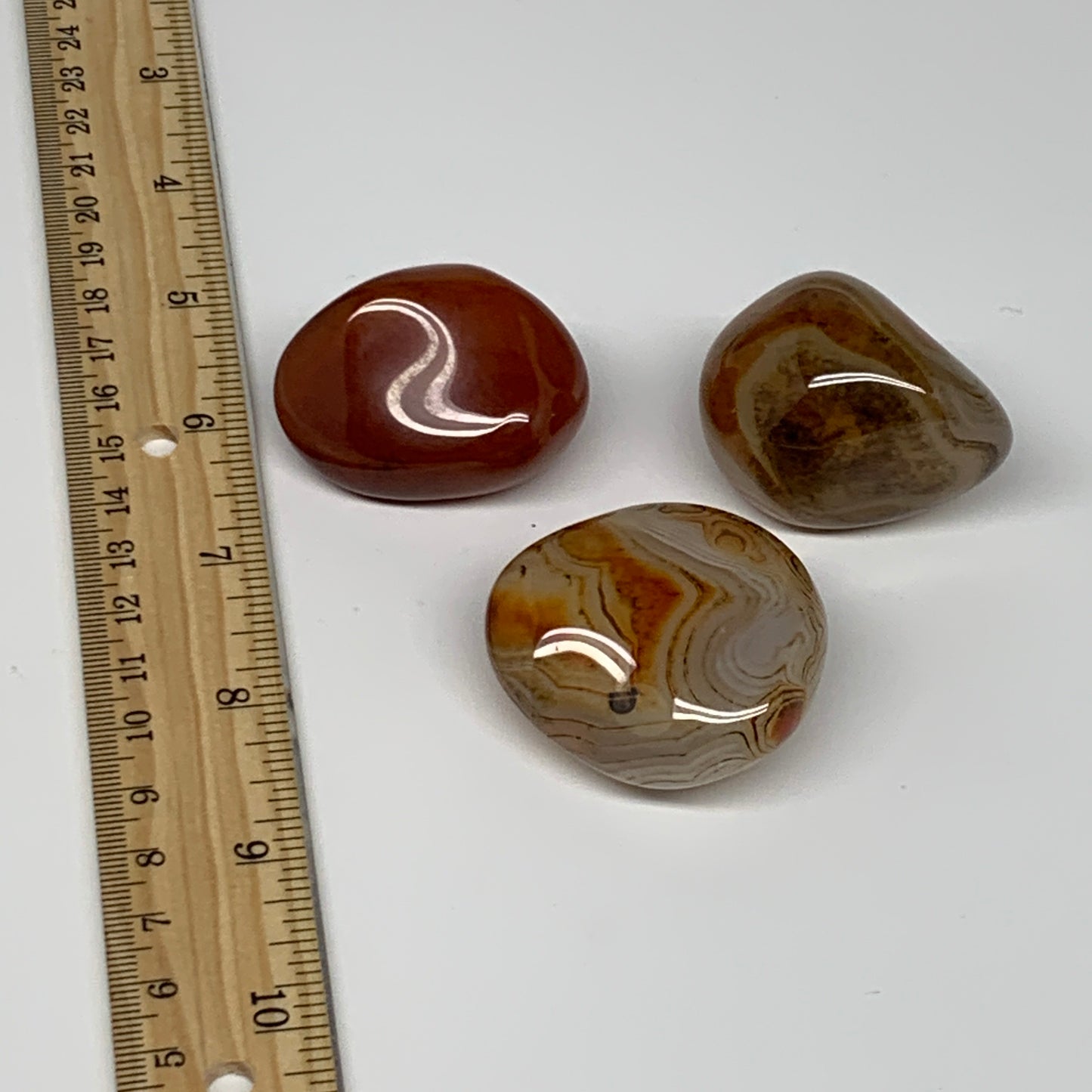 168.8g, 1.7"-1.8", 3pcs, Sardonyx Palm-Stone Gem Crystal Polished Reiki, B26504