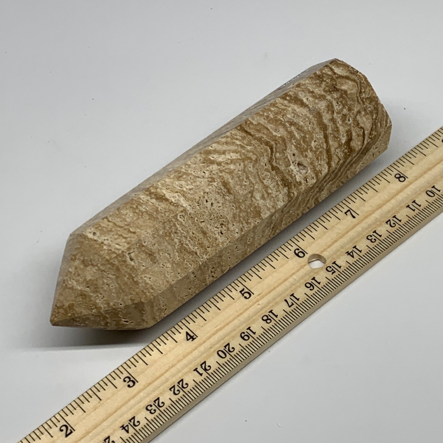 344.5g, 5.4"x1.5" Natural Chocolate Calcite Tower Point Obelisk Crystal, B23328