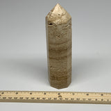 474.4g, 6.5"x1.6" Natural Chocolate Calcite Tower Point Obelisk Crystal, B23329