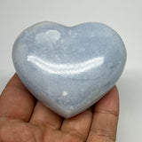 169.6g, 2.2"x2.6"x1.1" Blue Calcite Heart Gemstones Reiki @Madagascar,B20853