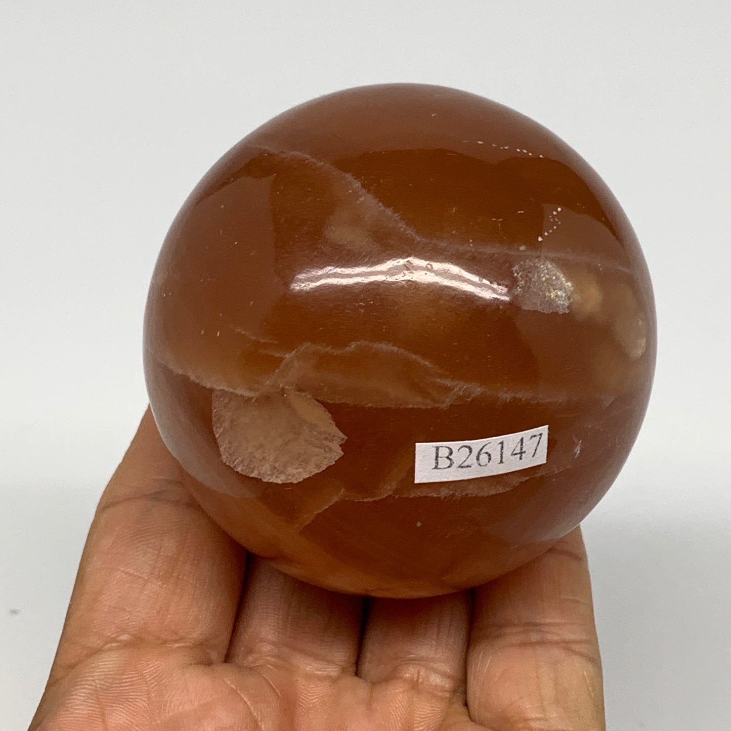 370.6g,2.5"(63mm) Honey Calcite Sphere Gemstone,Healing Crystal,B26147