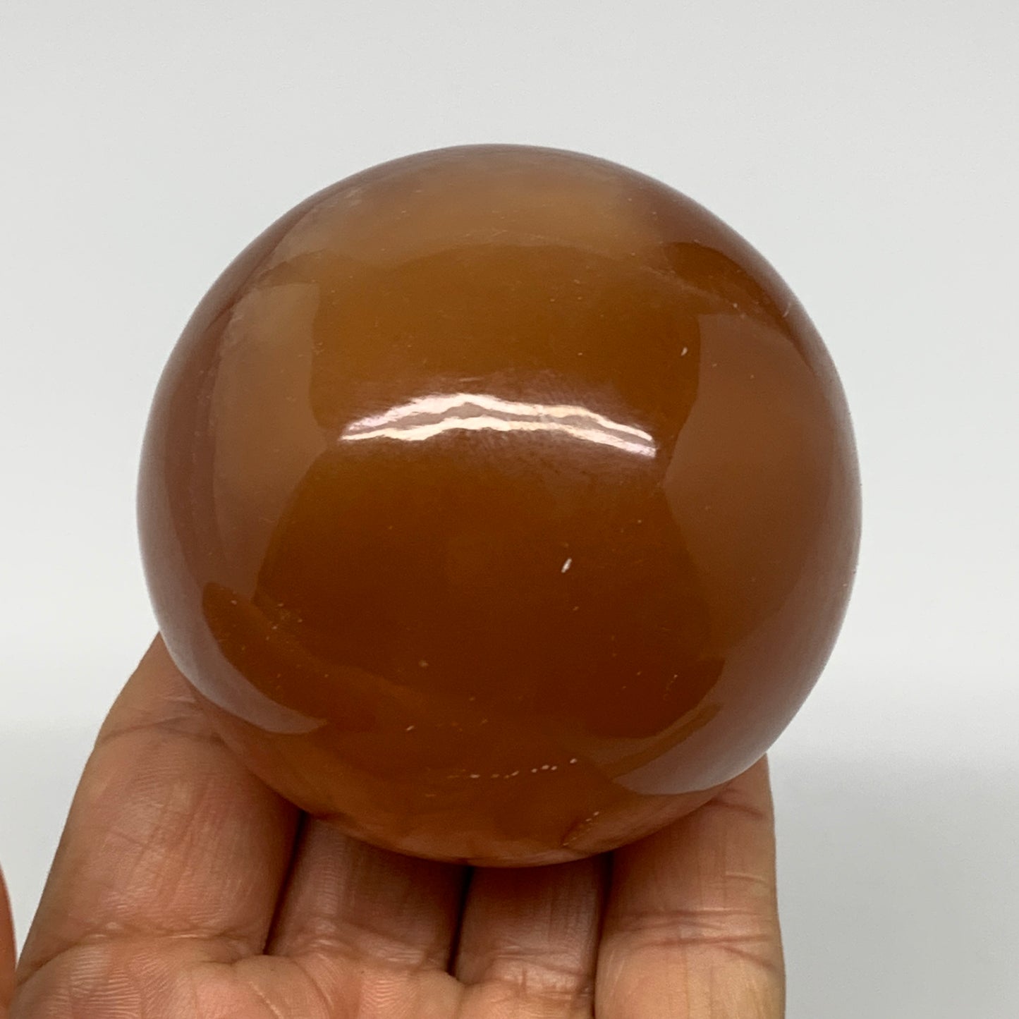 370.6g,2.5"(63mm) Honey Calcite Sphere Gemstone,Healing Crystal,B26147
