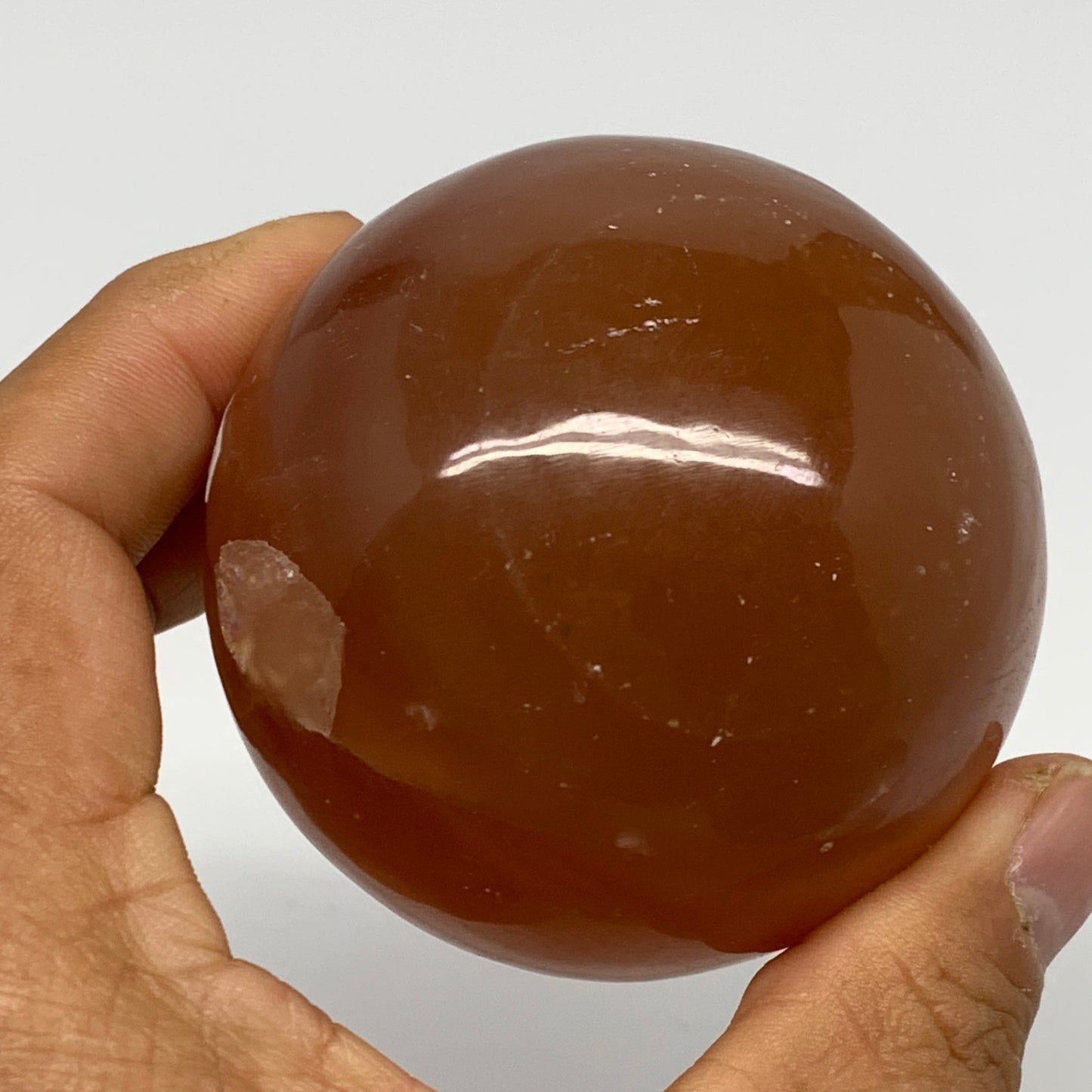 370.6g,2.5"(63mm) Honey Calcite Sphere Gemstone,Healing Crystal,B26147