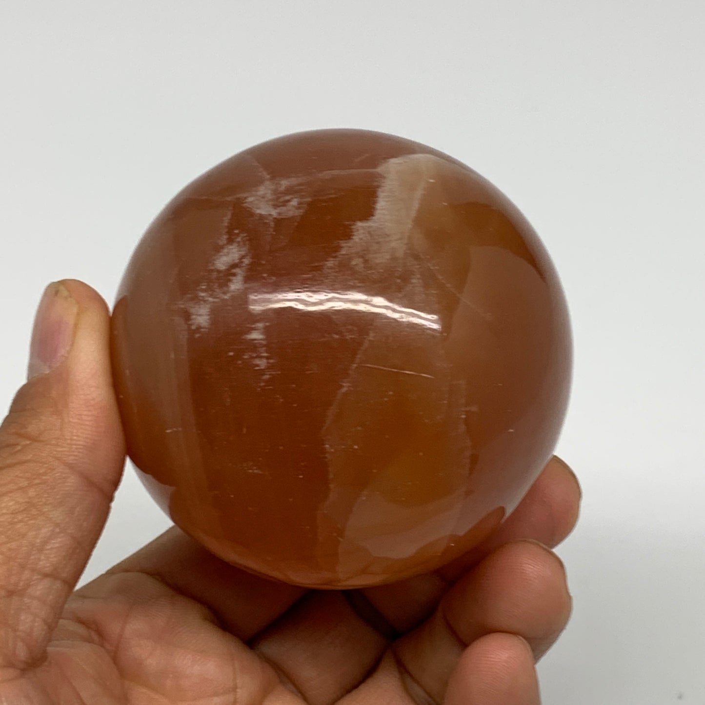 370.6g,2.5"(63mm) Honey Calcite Sphere Gemstone,Healing Crystal,B26147