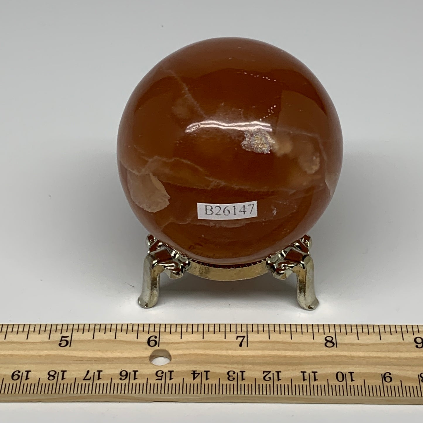 370.6g,2.5"(63mm) Honey Calcite Sphere Gemstone,Healing Crystal,B26147