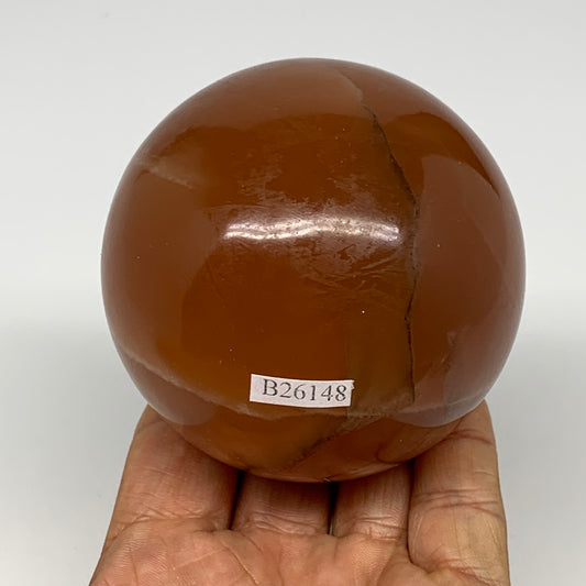 568g,2.9"(73mm) Honey Calcite Sphere Gemstone,Healing Crystal,B26148