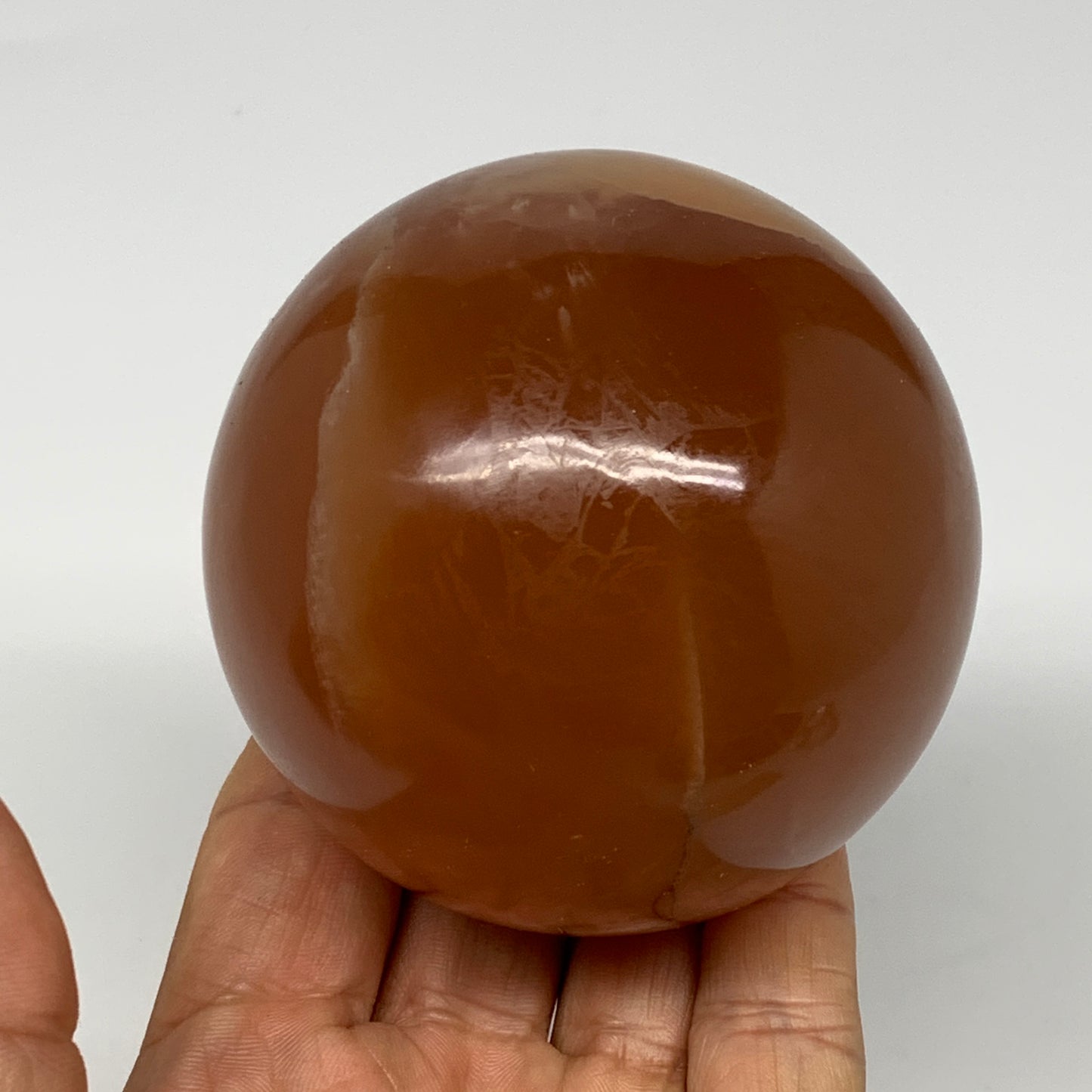 568g,2.9"(73mm) Honey Calcite Sphere Gemstone,Healing Crystal,B26148