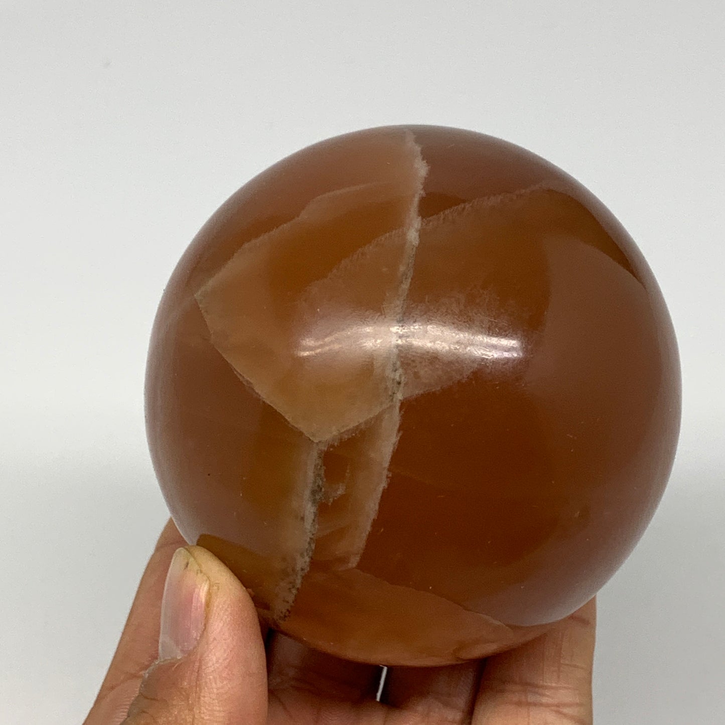 568g,2.9"(73mm) Honey Calcite Sphere Gemstone,Healing Crystal,B26148