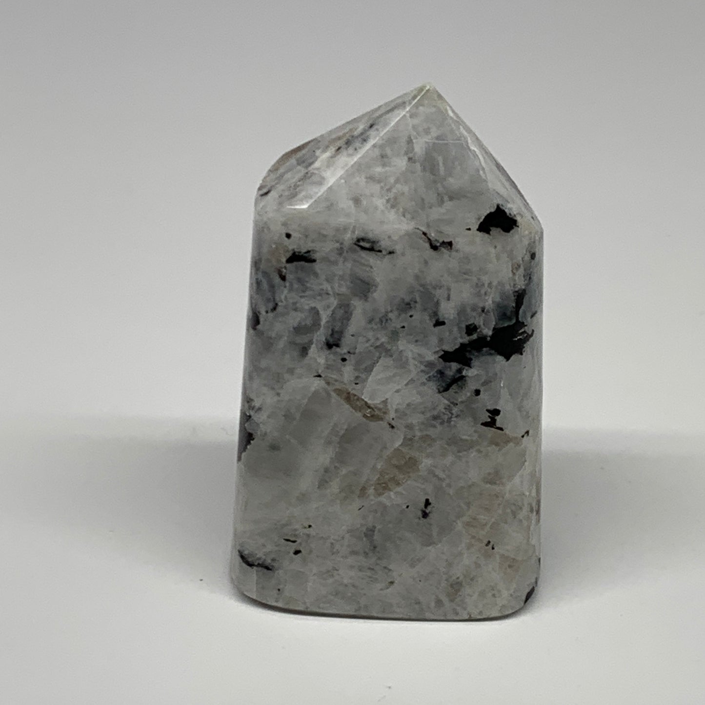 232.8g, 3.4"x2"x1.2" Rainbow Moonstone Tower Obelisk Point Crystal @India,B21616