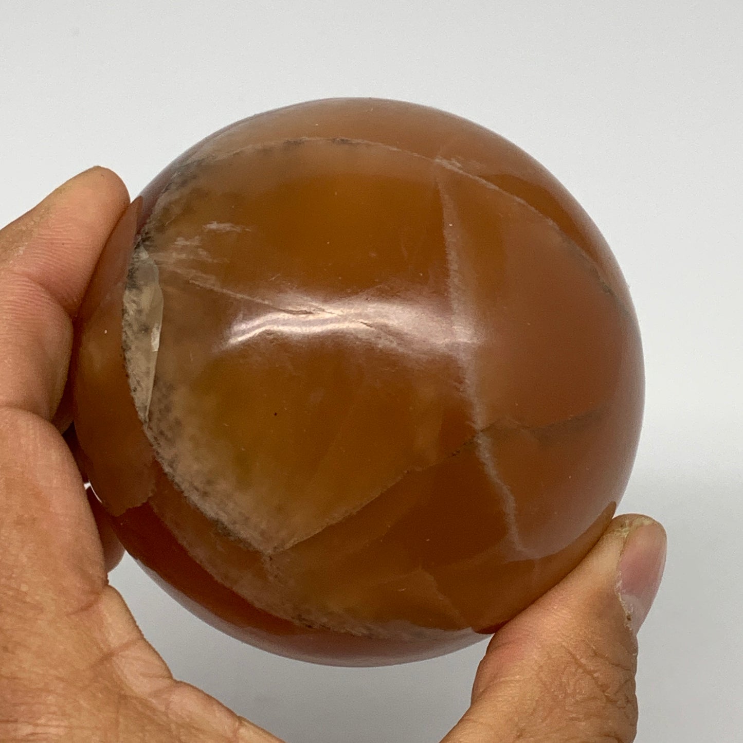 568g,2.9"(73mm) Honey Calcite Sphere Gemstone,Healing Crystal,B26148