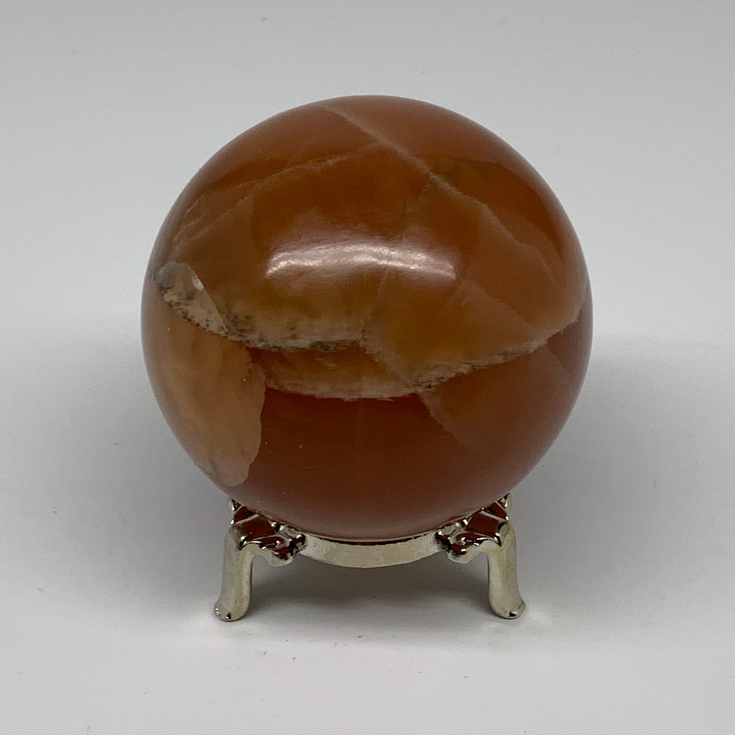 568g,2.9"(73mm) Honey Calcite Sphere Gemstone,Healing Crystal,B26148