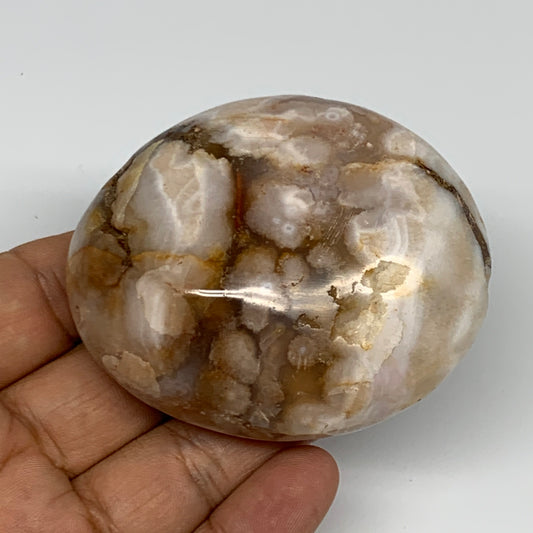 162g,2.7"x2.3"x1.2", Flower Agate Palm-Stone Crystal Reiki @Madagascar,B16151