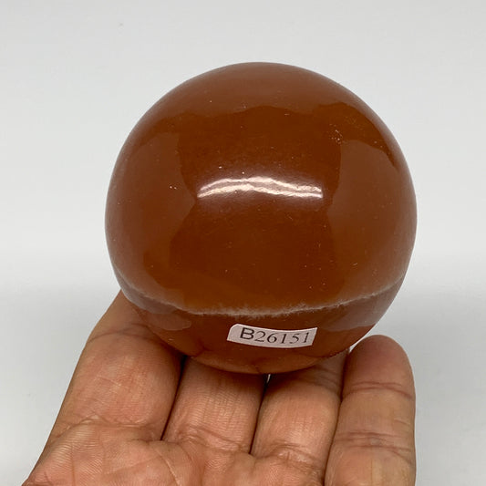 323.3g,2.4"61mm) Honey Calcite Sphere Gemstone,Healing Crystal,B26151