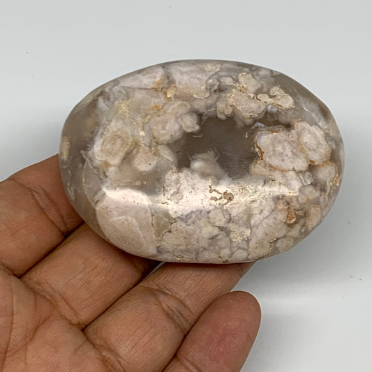 113.3g,2.6"x2"x0.9", Flower Agate Palm-Stone Crystal Reiki @Madagascar,B16154