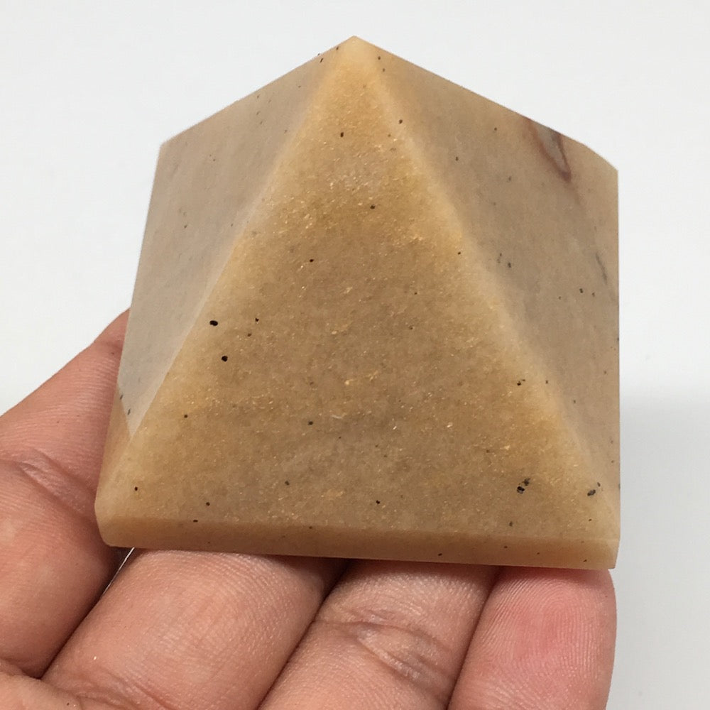 131.5g,2"x1.6" Natural Yellow Aventurine Pyramid Gemstone Crystal @India,MF3518