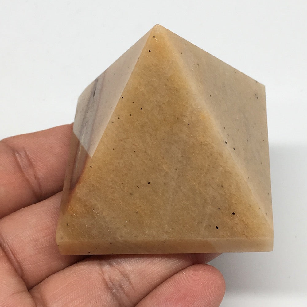 131.5g,2"x1.6" Natural Yellow Aventurine Pyramid Gemstone Crystal @India,MF3518